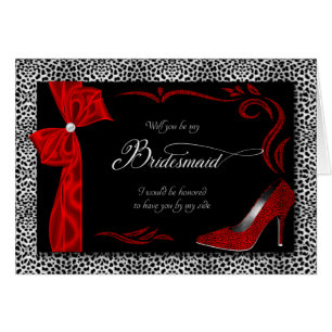 Hot Silver and Black Cheetah Print for Bridesmaid Cards