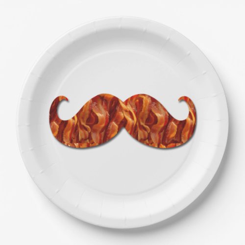 Hot Sizzling Yummy Mustache Bacon Texture Paper Plates