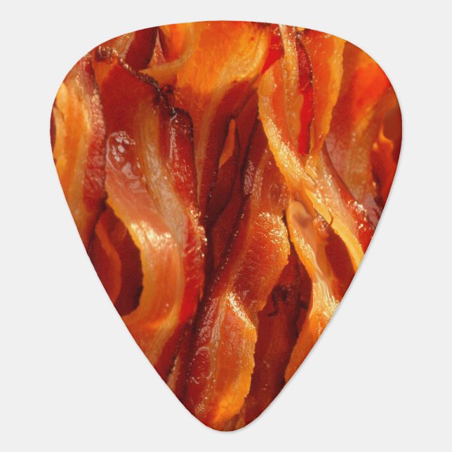 Hot Sizzling Yummy Salty Bacon All Over Guitar Pick (Front)