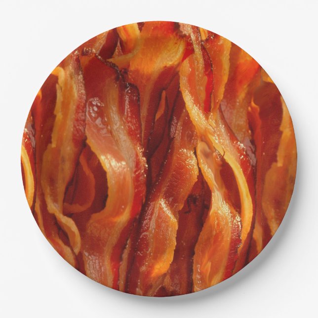 Hot Sizzling Yummy Salty Bacon Texture Paper Plates (Front)