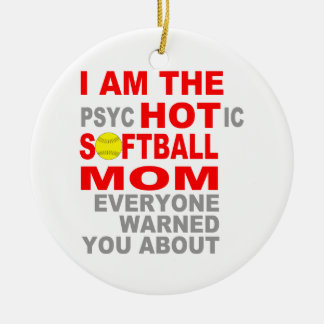 Hot Softball Mom Ceramic Ornament