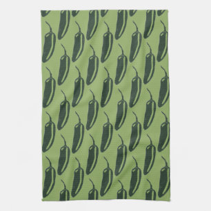 HOT & SPICY chiles jalapeno pattern Kitchen Towel