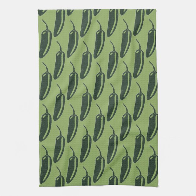 HOT & SPICY chiles jalapeno pattern Kitchen Towel (Vertical)