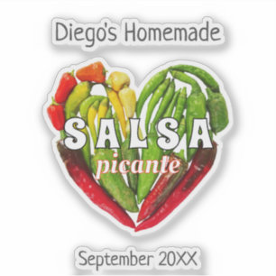 Hot spicy chili peppers heart salsa picante sticker