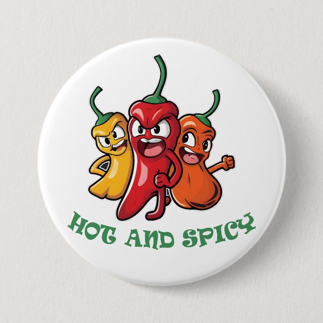 Hot Spicy Chilli Peppers Button (Front)