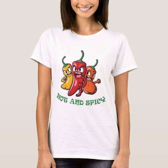 Hot Spicy Chilli Peppers T-Shirt (Front)