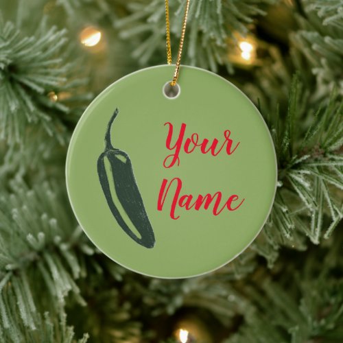 HOT  SPICY Jalapeo Chile Pepper CUSTOM Ceramic Ornament