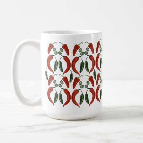 HOT  SPICY Jalapeo Chile Peppers Pattern Art Coffee Mug