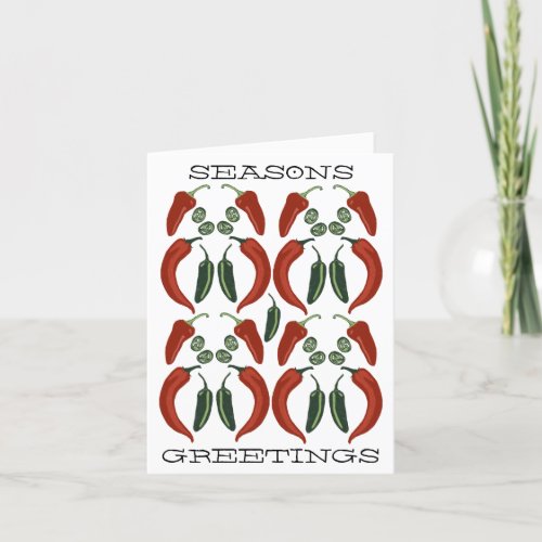 HOT  SPICY Jalapeo Chile Peppers Pattern Art Pos Holiday Card