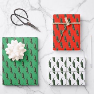 HOT & SPICY Jalapeño Chile Peppers Pattern Wrapping Paper Sheets