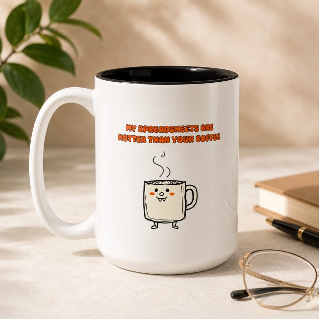 Hot Spreadsheets Office Humor Data Lover Design Two-Tone Coffee Mug (Creator Uploaded)