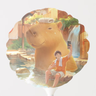 Hot Spring Moment: Giant Capybara Selfie Art Balloon