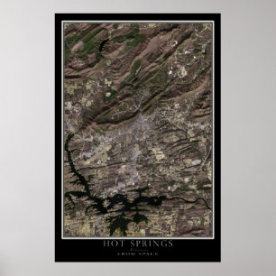 Hot Springs Arkansas From Space Satellite Map Poster
