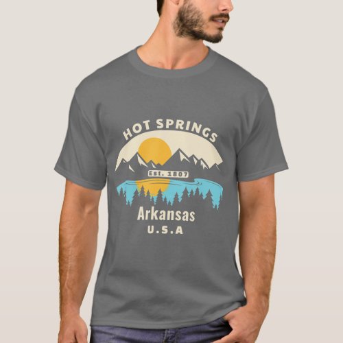Hot Springs Arkansas Souvenir Mountain Sunset Rive T_Shirt