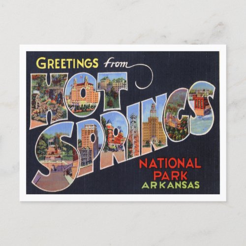 Hot Springs Arkansas Vintage Big Letters Postcard