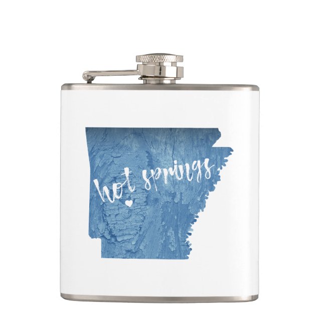 Hot Springs Arkansas Wood Grain Flask (Front)