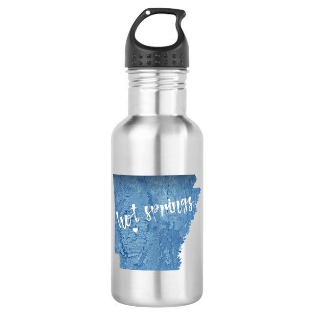 Hot Springs Arkansas Wood Grain Stainless Steel Water Bottle (Front)