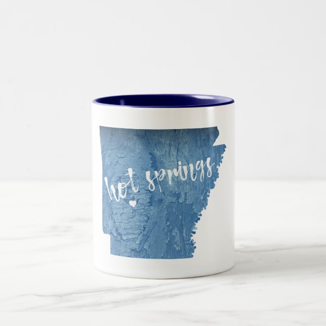 Hot Springs Arkansas Wood Grain Two-Tone Coffee Mug (Center)
