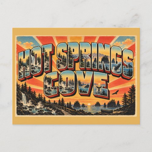 Hot Springs Cove BC Waterfall Rainforest Art Postcard