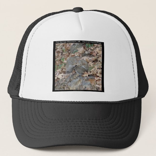Hot Springs Mountain, AR Squirrel Camouflage Gifts Trucker Hat (Front)