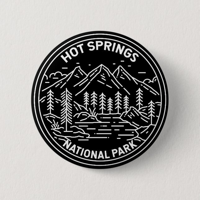 Hot Springs National Park Arkansas Monoline Button (Front)