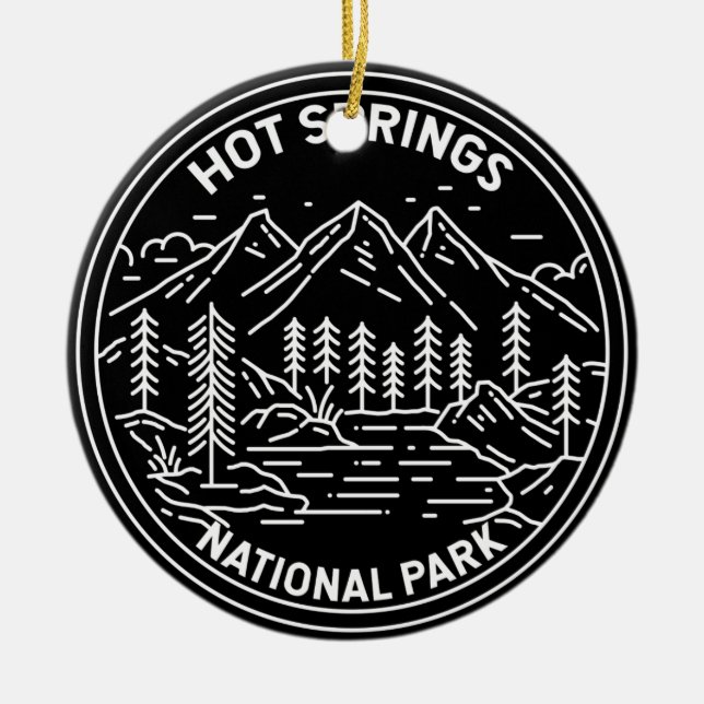 Hot Springs National Park Arkansas Monoline Ceramic Ornament (Front)