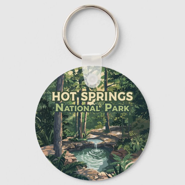 Hot Springs National Park Arkansas Retro  Keychain (Front)