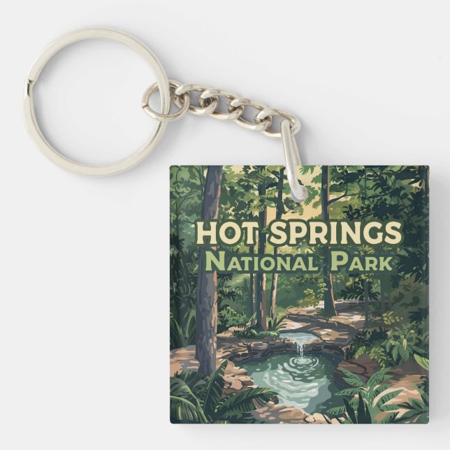 Hot Springs National Park Arkansas Retro  Keychain (Front)
