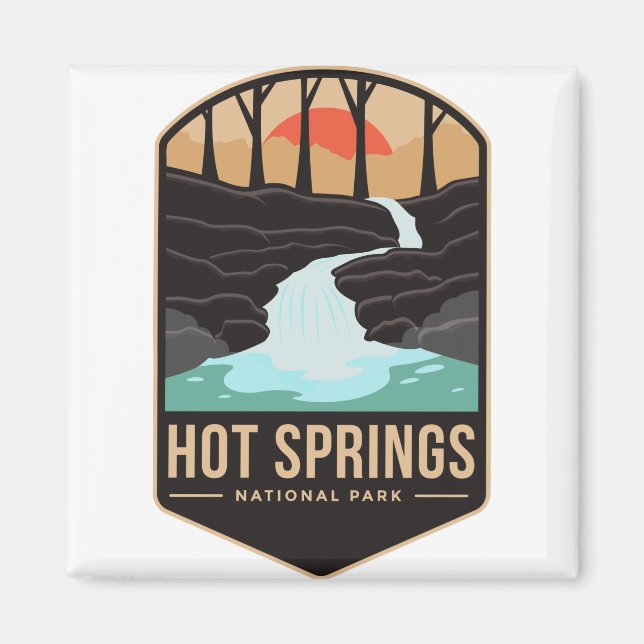 Hot springs national park emblem patch logo magnet (Front)