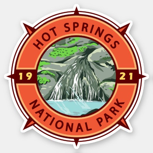 Hot Springs National Park Retro Compass Emblem Sticker