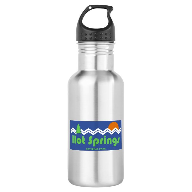 Hot Springs National Park Retro Stainless Steel Water Bottle (Front)