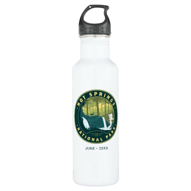 Hot Springs National Park Stainless Steel Water Bottle (Front)
