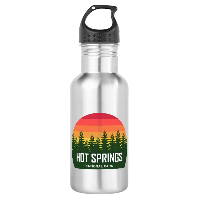 Hot Springs National Park Stainless Steel Water Bottle (Front)