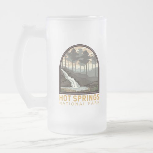 Hot Springs National Park Vintage Emblem Frosted Glass Beer Mug