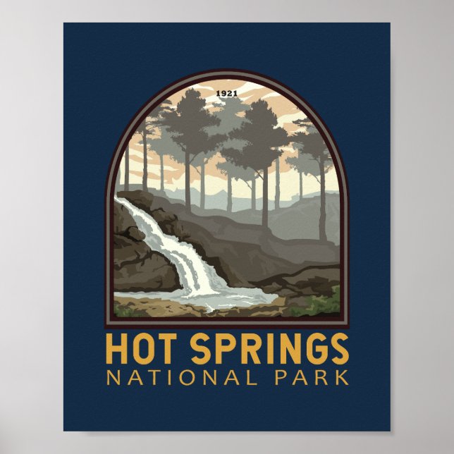 Hot Springs National Park Vintage Emblem Poster (Front)