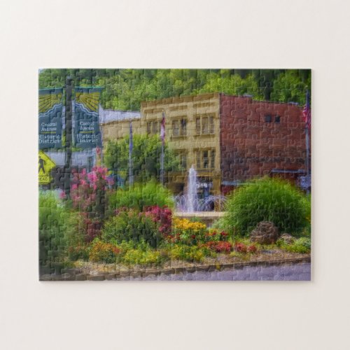 Hot Springs Roundabout Painterly Jigsaw Puzzle