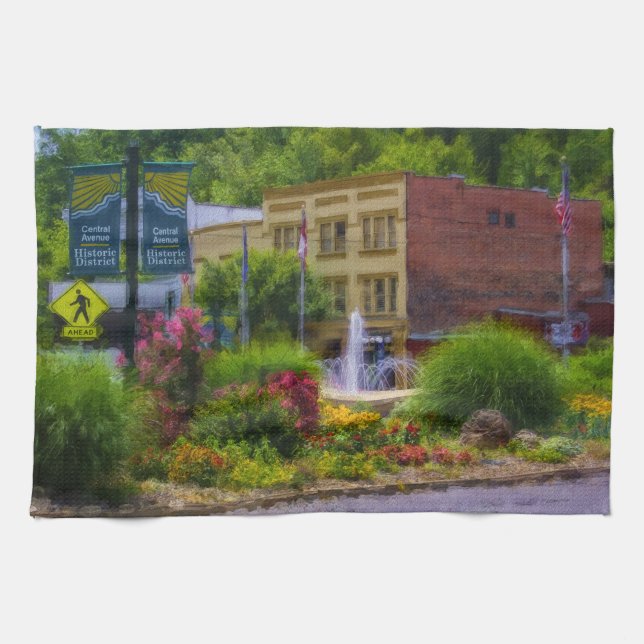 Hot Springs Roundabout Painterly Kitchen Towel (Horizontal)