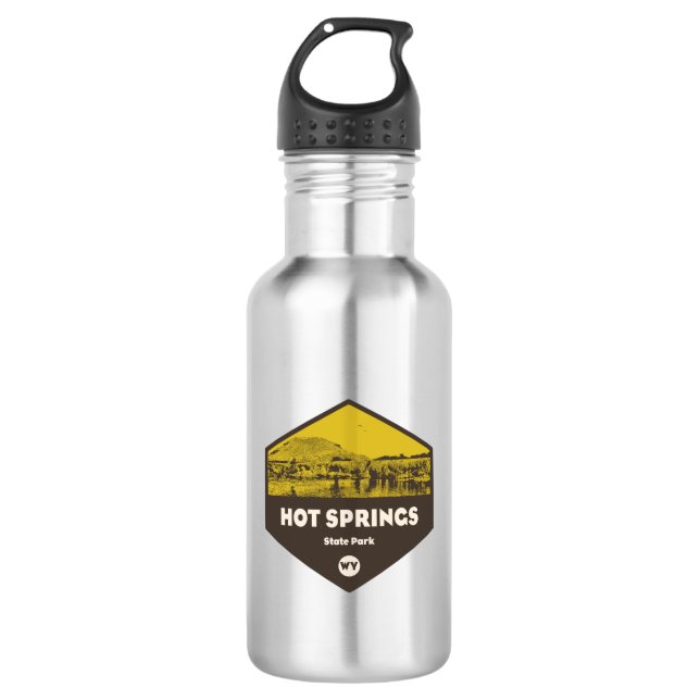 Hot Springs State Park Wyoming Stainless Steel Water Bottle (Front)