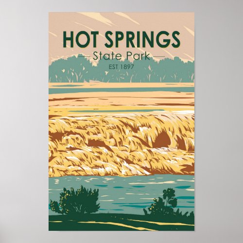 Hot Springs State Park Wyoming Vintage  Poster