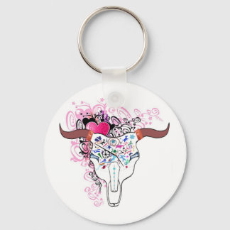 Hot Steer Skull Tattoo KeyChain
