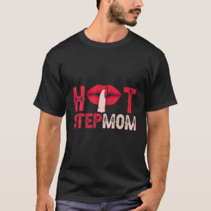 Hot Stepmom Shhh Red Lips With Red Fingernail Poli T-Shirt