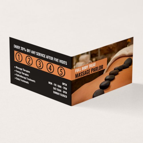 Hot Stone Massage Therapist Parlor Loyalty Business Card