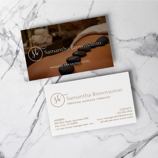 Customizable Hot Stone Spa Retreat Massage Business Card