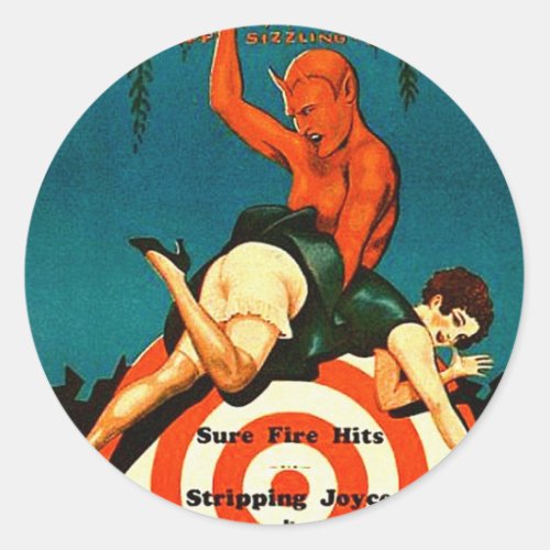 Hot Stories Pin_Up Pulp Magazine  Classic Round Sticker