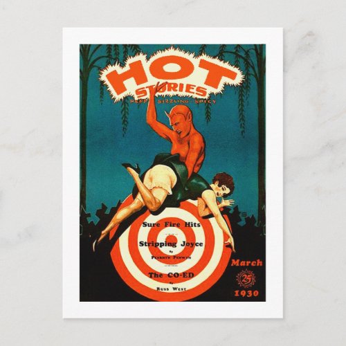 Hot Stories Pin_Up Pulp Magazine  Postcard