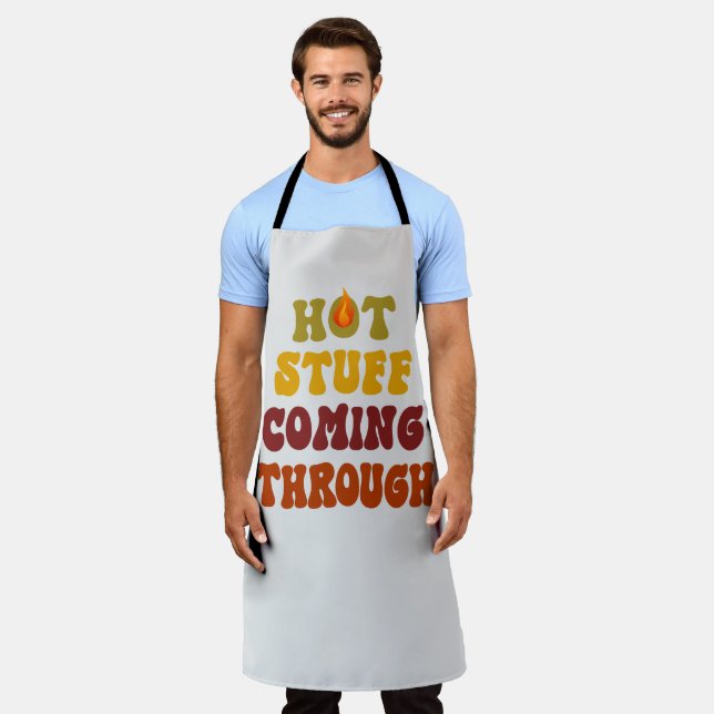 Hot Stuff Coming Through Apron - Retro BBQ Kitchen (Worn)