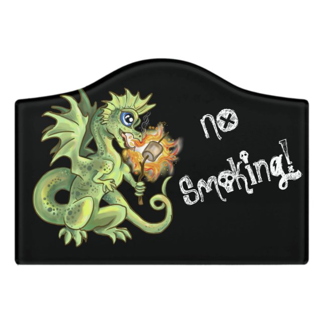 Hot Stuff dragon "no smoking!" customizable Door Sign (Small Crest Front)