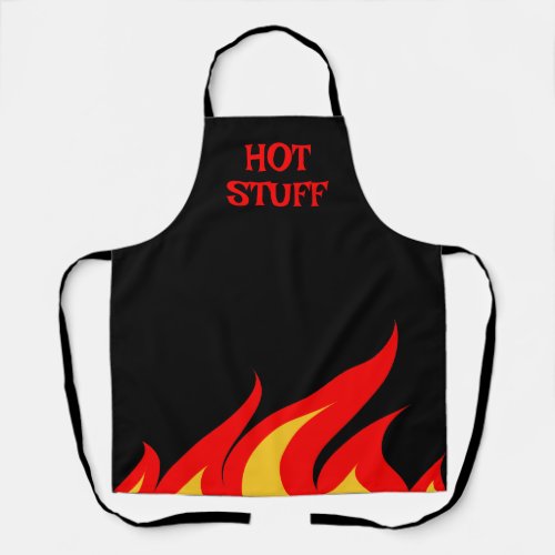 Hot stuff funny BBQ apron with fire flames