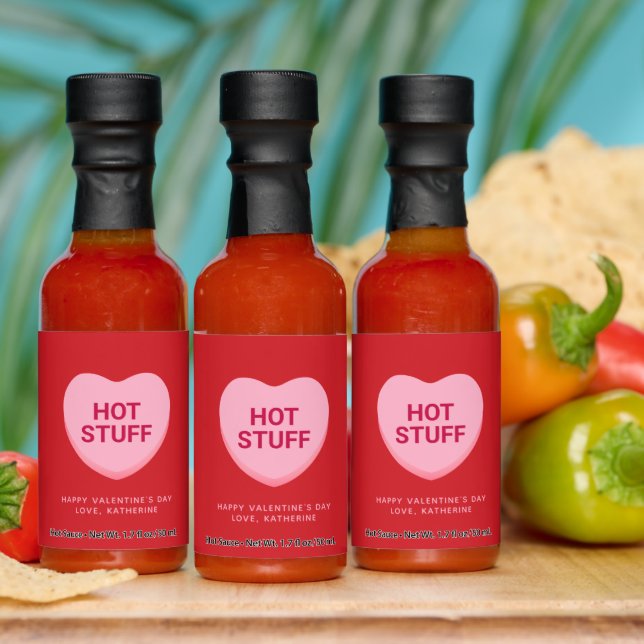 Hot stuff funny pink heart custom Valentine's Day Hot Sauces (Multi)