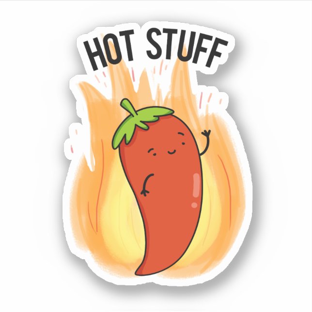 Hot Stuff Funny Red Hot Chili Pepper Pun  Sticker (Front)